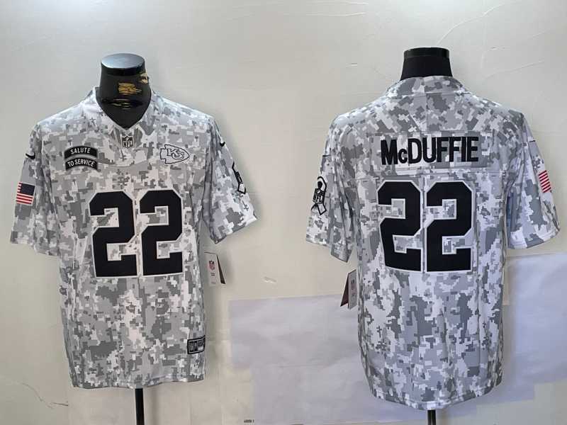 Mens Kansas City Chiefs #22 Trent McDuffie Arctic Camo 2024 FUSE Salute to Service Limited Stitched Jersey Dzhi